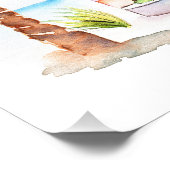 Poster Cute Aquarelle Pink Beach House (Coin)