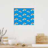 Poster Cute arc-en-ciel avec Motif nuages (Cuisine)