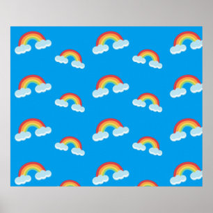 Poster Cute arc-en-ciel avec Motif nuages