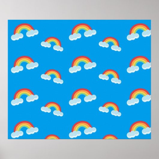 Poster Cute arc-en-ciel avec Motif nuages (Devant)