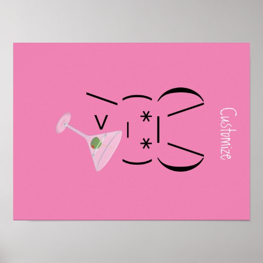 Poster Cute Ascii lapin tenant martini Thunder_Cove (Devant)