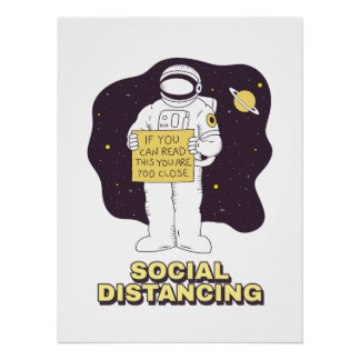 Poster Cute Astronaut Drawing | Funny Space Cartoon Art