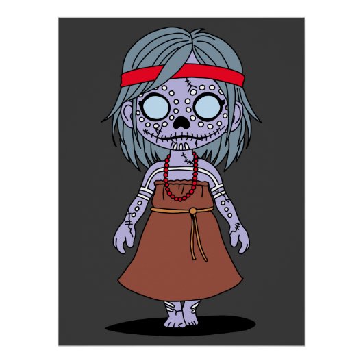 Poster Cute Autochtone Australien Zombie (Devant)