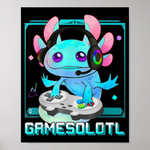 Poster Cute Axolotl Lover Gamesalotl Jeu Axolotl Enfants