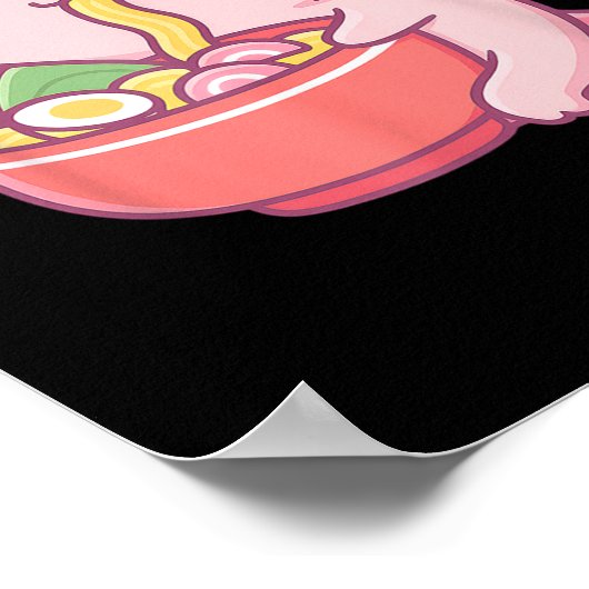 Poster Cute Axolotl Manger Ramen Kawaii Amoureux de la no (Coin)