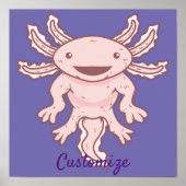 Poster Cute Axolotl rose Thunder_Cove (Devant)