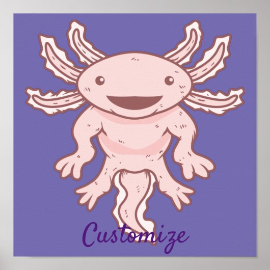 Poster Cute Axolotl rose Thunder_Cove (Devant)