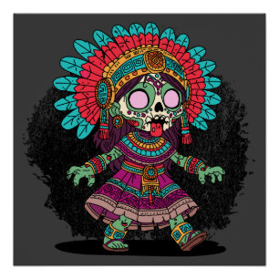 Poster Cute Aztec Zombie