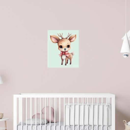Poster Cute Baby Deer Cartoon Illustration (Pépinière 2)