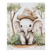 Poster Cute Baby Elephant (Devant)