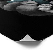 Poster Cute Baby Gorilla Reading a Book on Black (Coin)