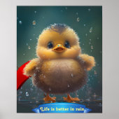 Poster Cute Baby jaune Canard dansant sous la pluie perso (Devant)
