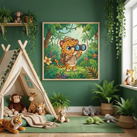 Poster Cute Baby Leopard Safari Animal Kids