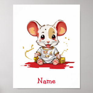 Poster Cute Baby Mouse Nom personnalisé