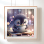 Poster Cute Baby Penguin lire un livre Art Nursery