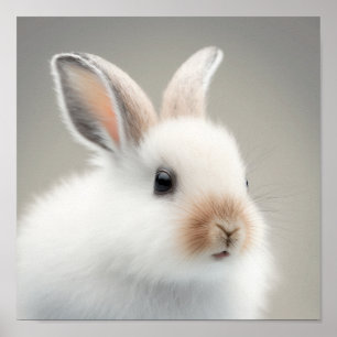 Poster Cute Baby Snowshow Hare Portrait (Bunny) 1:1