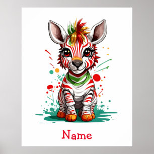 Poster Cute Baby Zebra Nom personnalisé