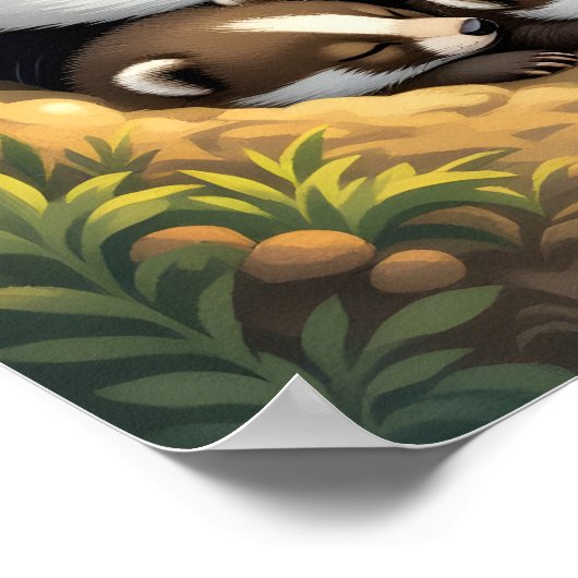 Poster Cute Badger Family Napping (Coin)