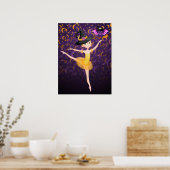 Poster Cute Ballerina Halloween Bat et lune Ballet (Cuisine)