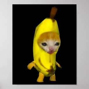 Poster Cute Banana Chat Happy Bananacat Mème Kitty Chat L