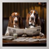 Poster Cute basset hounds lecture journal (Devant)