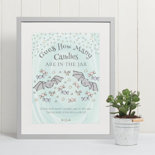 Poster Cute Bats Devine Combien De Candies Baby shower Je