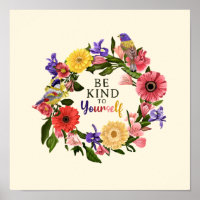 Cute Be Kind to You Self Love Floral Citation