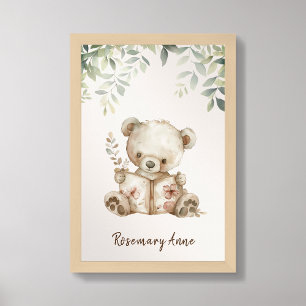 Poster Cute Bear Lecture Livres Nursery Animal Wall Art