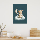 Poster Cute Bear on Cloud Nursery Bedtime Wall Art (Cuisine)