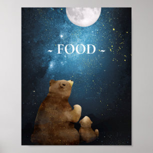 Poster Cute Bear Over the Moon Food