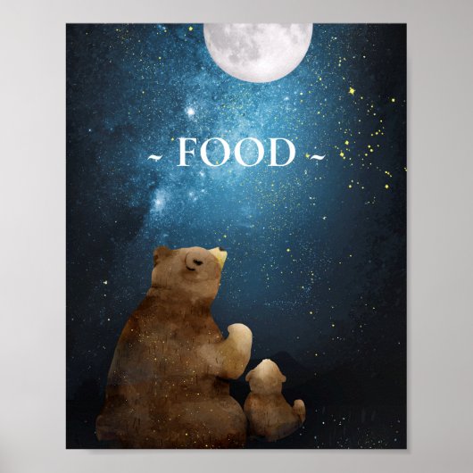 Poster Cute Bear Over the Moon Food (Devant)