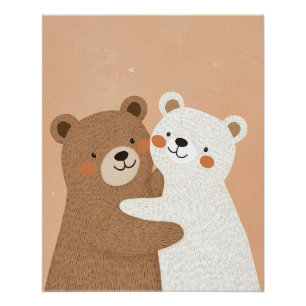 Poster Cute Bear Print, Enfants Animal Nursery, Baby Room