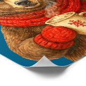 Poster Cute Bear With Santa Hat Coffee Lover Funny Winter (Coin)