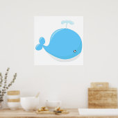 Poster Cute bébé baleine kawaii dessin animé pépinière (Cuisine)