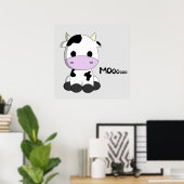 Poster Cute bébé vache dessin animé pépinière (Bureau à domicile)