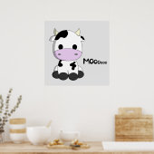 Poster Cute bébé vache dessin animé pépinière (Cuisine)