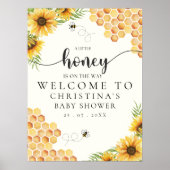 Poster Cute Bee and Sunflower Baby shower (Devant)