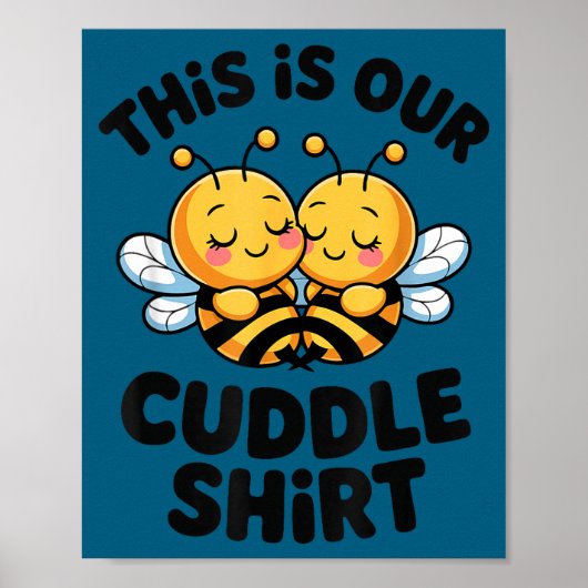 Poster Cute Bee Couple Cuddle Funny Romantic (Devant)