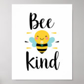Poster Cute "Bee Kind" Pun with Bumblebee (Devant)