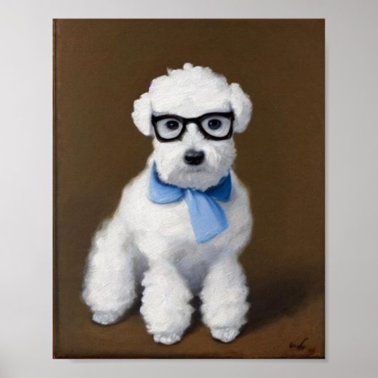 Poster Cute Bichon Frisé portant des lunettes (Devant)