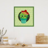 Poster Cute Big-Eyed Cactus in Red Sombrero (Cuisine)