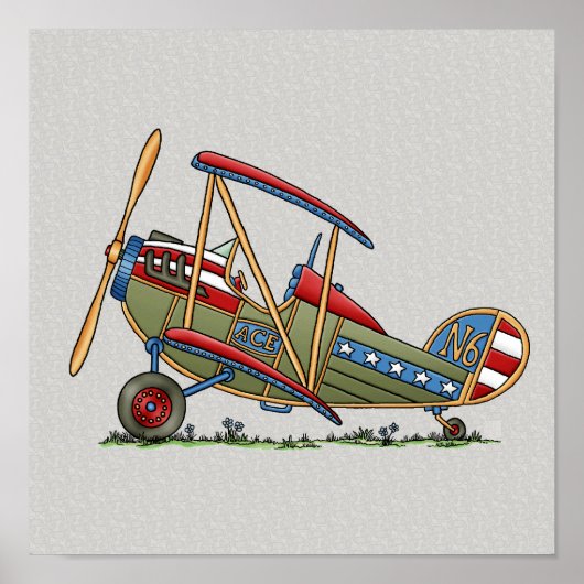 Poster Cute Biplane (Devant)