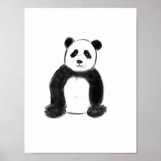 Poster Cute black and white panda (Devant)