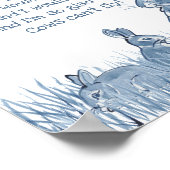 Poster Cute Bleu et Blanc Lapin Lapin Nourriture Rhyme En (Coin)