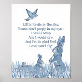Poster Cute Bleu et Blanc Lapin Lapin Nourriture Rhyme En (Devant)