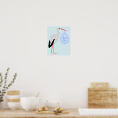 Poster Cute Blue Baby Boy Stork (Cuisine)
