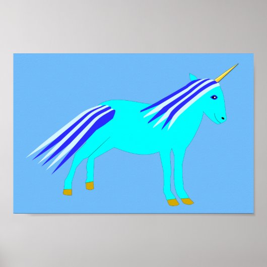 Poster Cute Blue Baby Boy Unicorn (Devant)