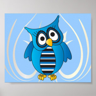 Poster Cute Blue Owl