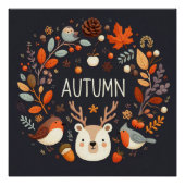 Poster Cute Boho Automne Cerf couronne Décale murale (Devant)