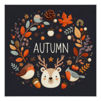 Cute Boho Automne Cerf couronne Décale murale